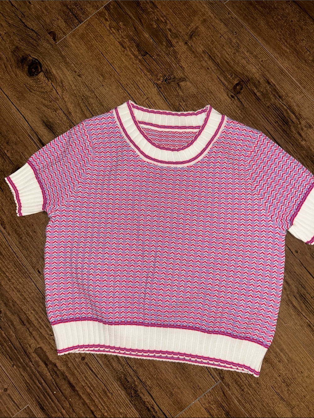 Women’s Pink Short-Sleeve Knit Sweater Top
